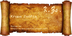 Krupa Zsófia névjegykártya